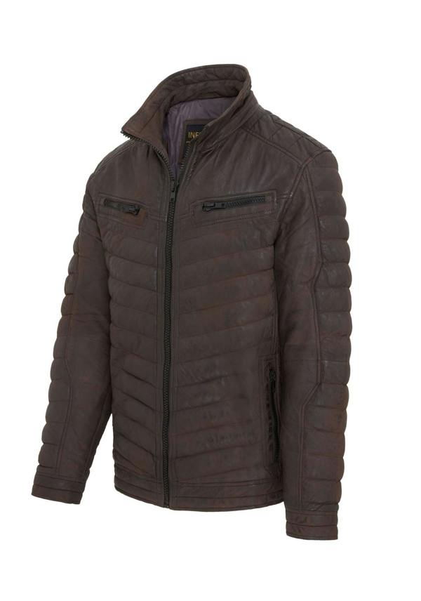 Infinity Leather Mens Quilted Puffer Leather Bomber Jacket - Torpoint