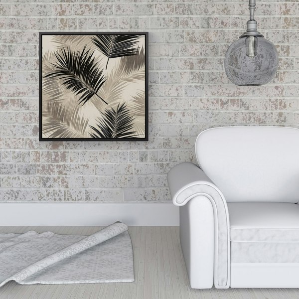 Warren Reed Black And White Tropical Palm Leaves Framed Canvas