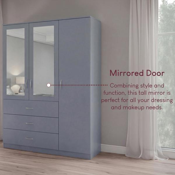 Vida Designs Riano 3 Door 3 Drawer Mirrored Wardrobe