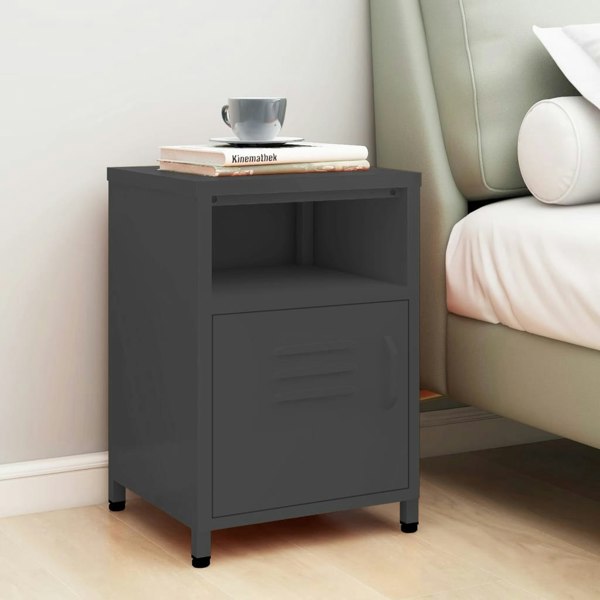 Berkfield Nightstand Anthracite 35x35x51 cm Steel