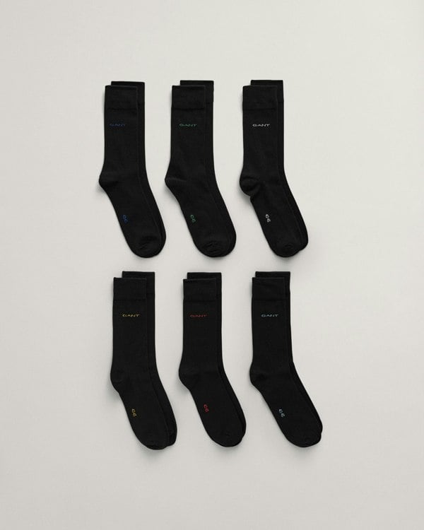 Gant Mens Soft Cotton Socks 6-Pack - 5 Black