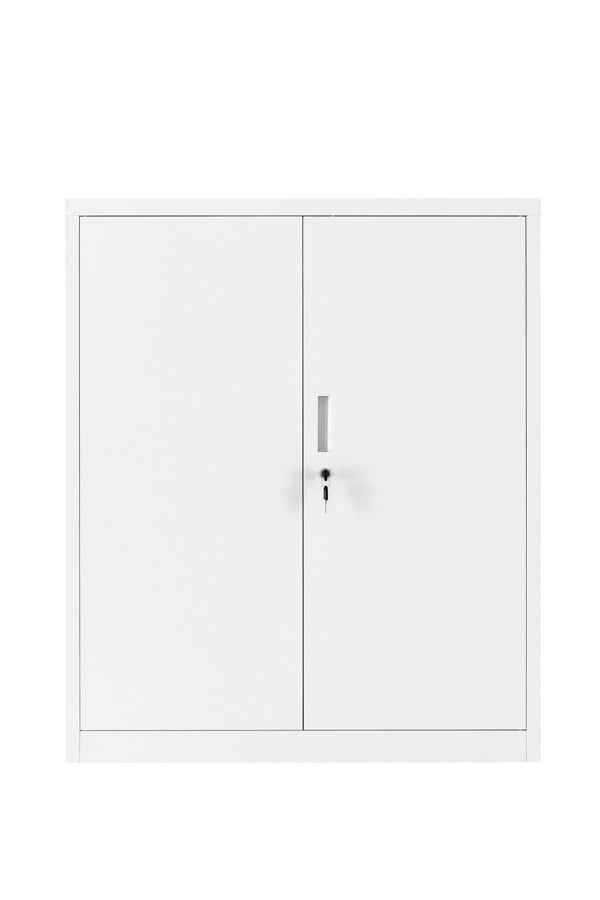 MMT Furniture Designs Grey Metal Storage Cabinet Cupboard 2 Door Locking Office Unit, Steel Filing Cabinet