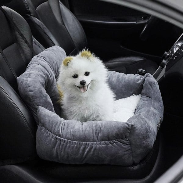Cozy Dog Car Seat Bed with Storage Pocket and Adjustable Strap Living and Home