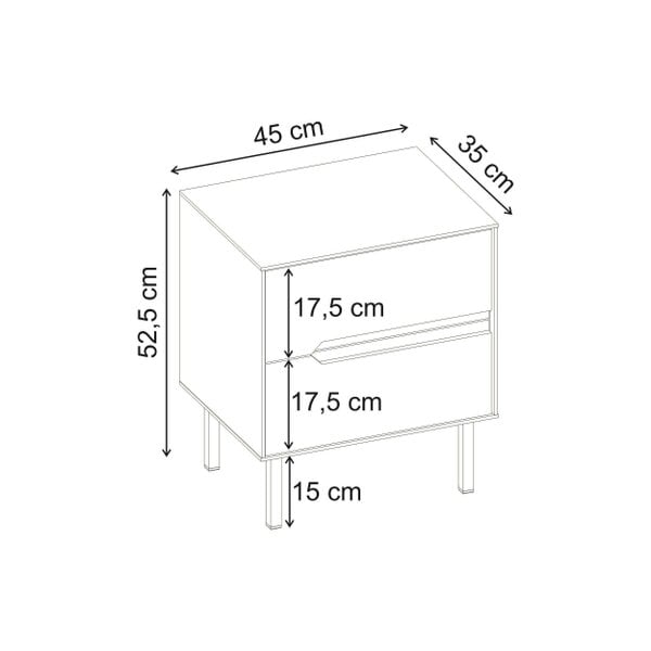 Decortie Arch 2 Drawer Bedside Table Sandstone Whiskey Oak 45 x 35 x 52.5 cm (Sandstone and Whiskey Oak)