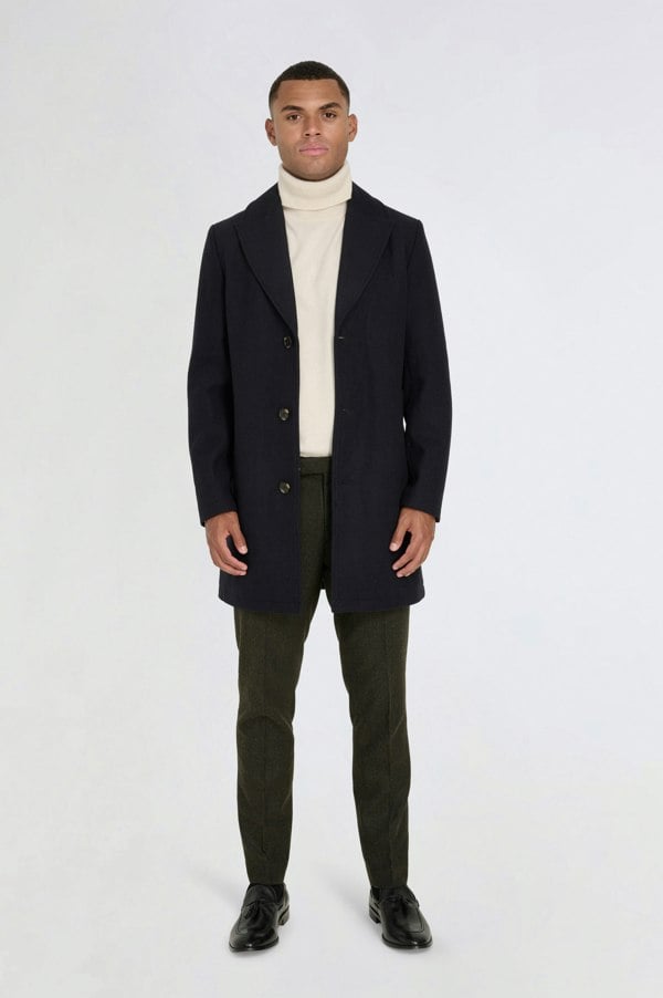 Harry Brown London Josh Wool Melton Overcoat - Navy