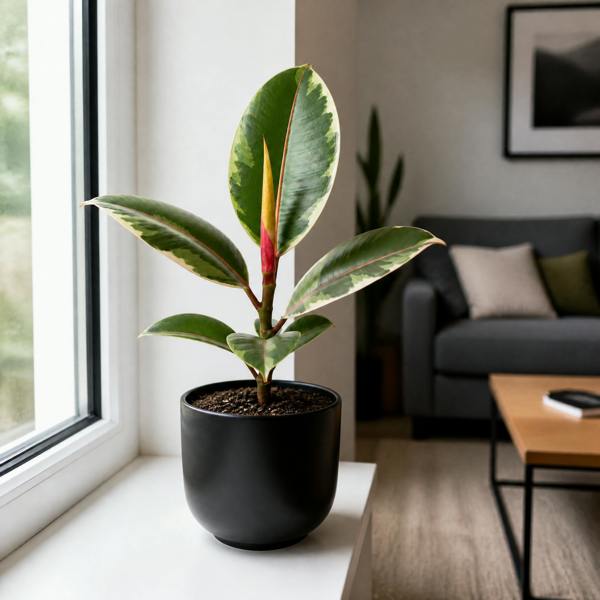 Ficus Belize Pink Rubber Plant 12cm Pot – Variegated Indoor Houseplant The Rose Press Garden