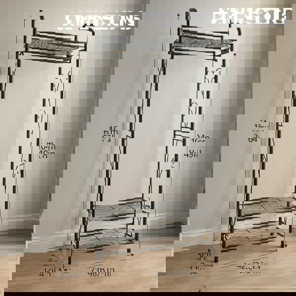 Storvo Heavy Duty Large Metal Clothes Rail Open Wardrobe With 2 Storage Shelves