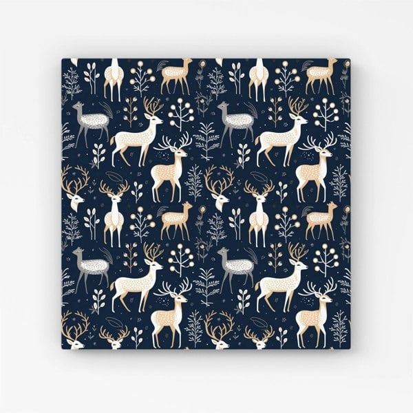 Warren Reed Reindeer, Whimsical, Illustration Pattern Canvas