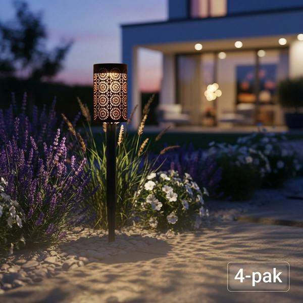 Milagro Solar Lamp Decor 3000K Ip44 4Pcs Black