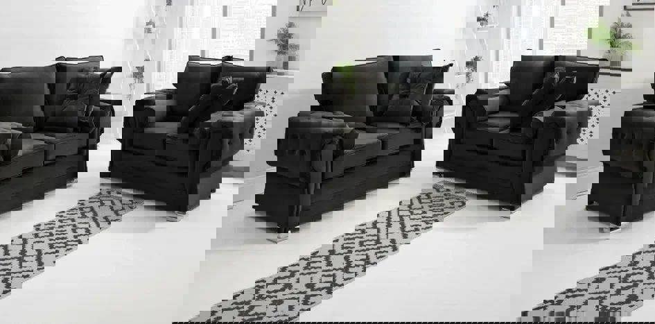 Sofa Scene Verona High Back Velvet Sofa Range – Black