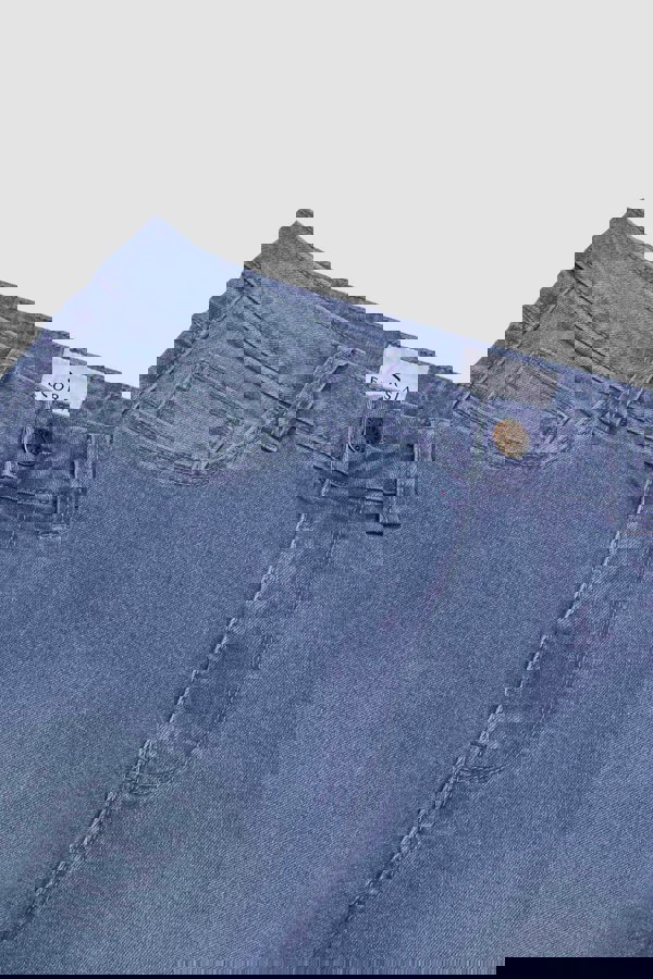 ENORSIA High Waist Raw Hem Flared Jeans