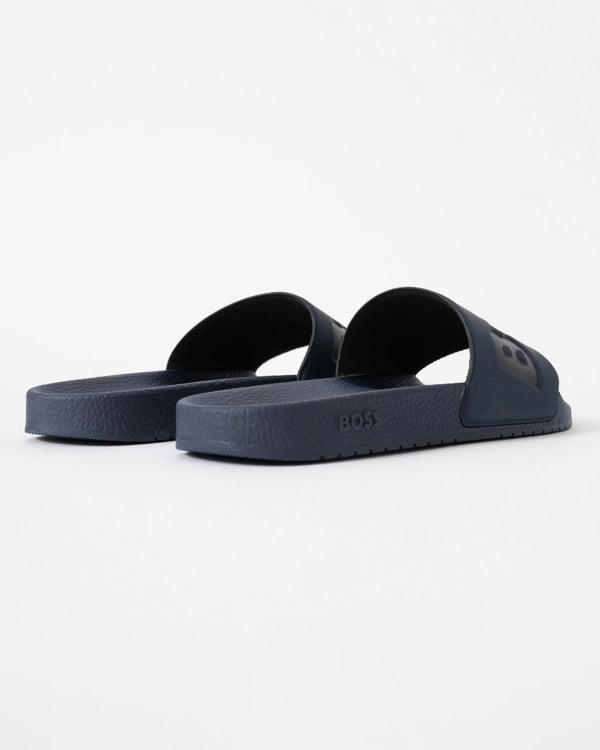 BOSS Orange Aryeh Mens Italian-Made Slides With Large Logo Detail - Navy 410