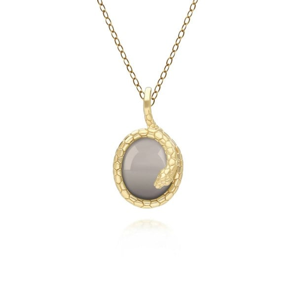 Gemondo ECFEW™ Black Moonstone Winding Snake Pendant Necklace In Gold Plated Sterling Silver