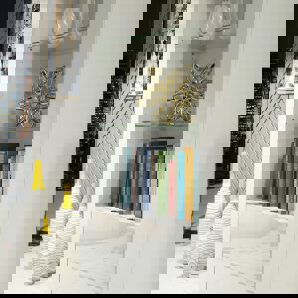 Mex Furniture Modern White Gloss Display Cabinet 170cm – 2 Doors & Glass Shelves