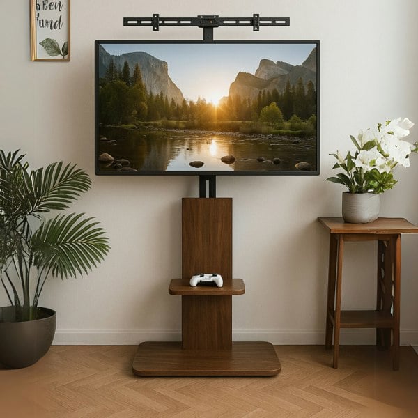 BMBO 2 Tier Adjustable TV Floor Stand With 2 Shelves
