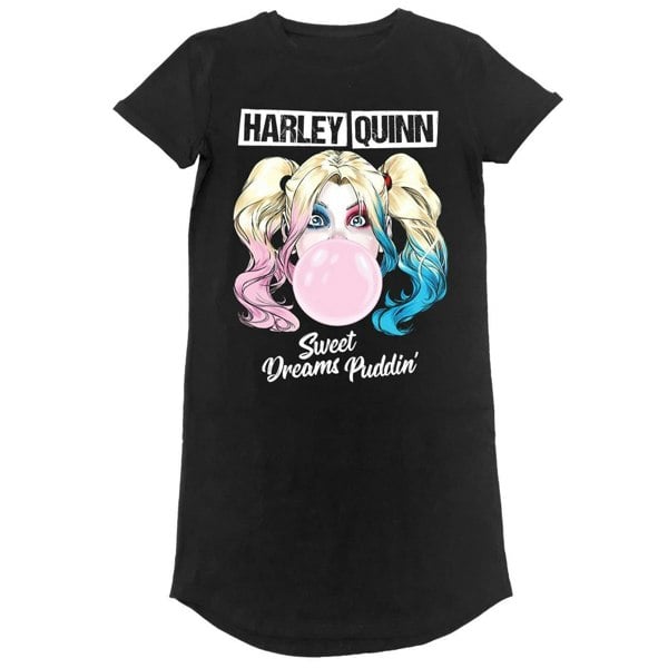 Batman Womens/Ladies Sweet Dreams Puddin Harley Quinn T-Shirt Dress - Black