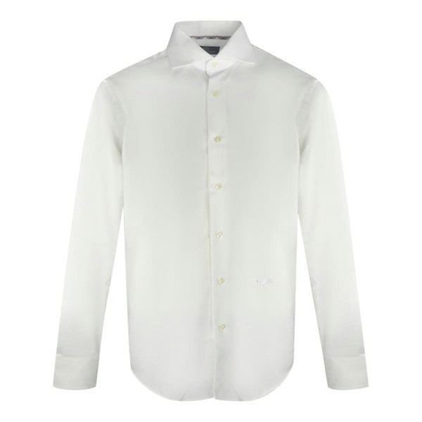 Aquascutum Plain Branded Logo Long Sleeve White Shirt