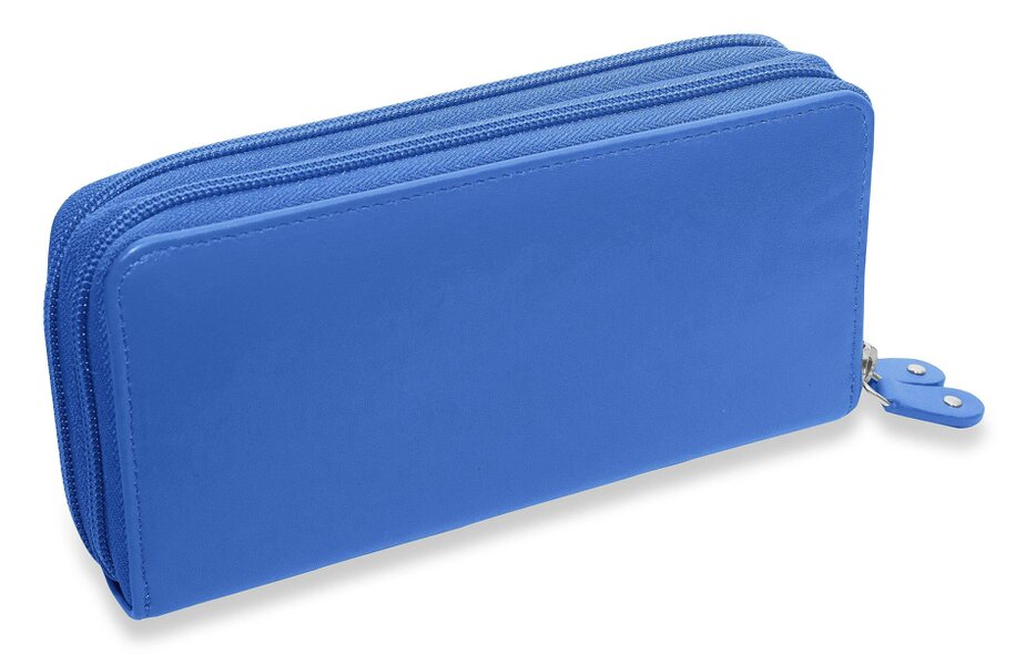 SADDLER GABRIELLA Leather Double Zip Around Purse - 8 Card Slots, Phone Pocket, and Coin Purse - RFID Protected