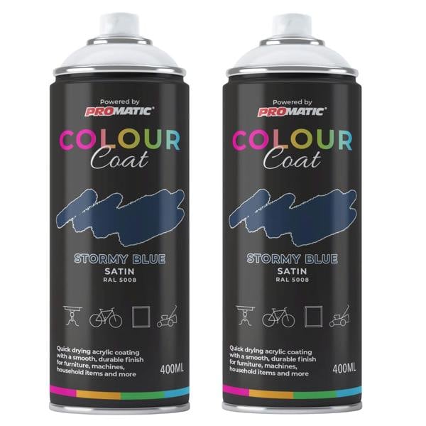 Colour Coat 2X Stormy Blue RAL 5008 Satin Spray Paint 400ml