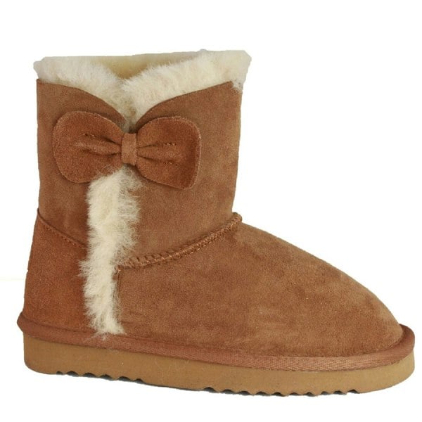 Eastern Counties Leather Childrens/Kids Coco Bow Detail Sheepskin Boots - Chestnut