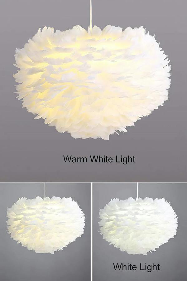 Living and Home Chic Feather 3-Light Chandelier Pendant Light