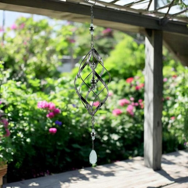 EDH Door Hardware Single Stainless Steel Spiral Spinner – 58cm x 13.5cm x 13.5cm | Elegant Garden Wind Spinner | Durable Outdoor Décor