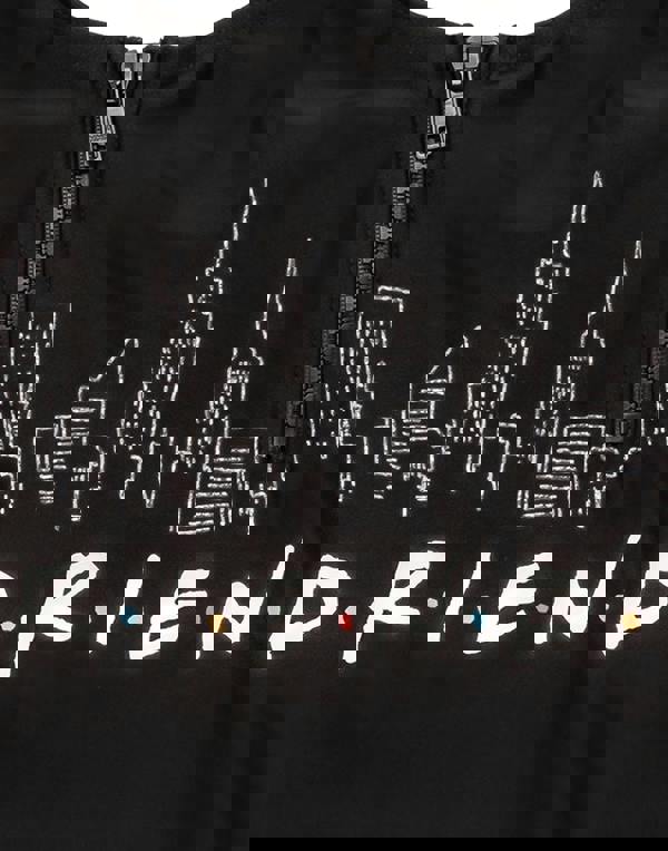 Friends Girls Black Logo Print With Zip Detail 1 Piece Swimming Costume