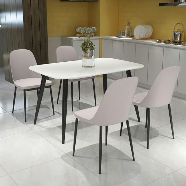 Core Products Aspen Dining Set - White Rectangular Table & 4 Duo Dining Chairs