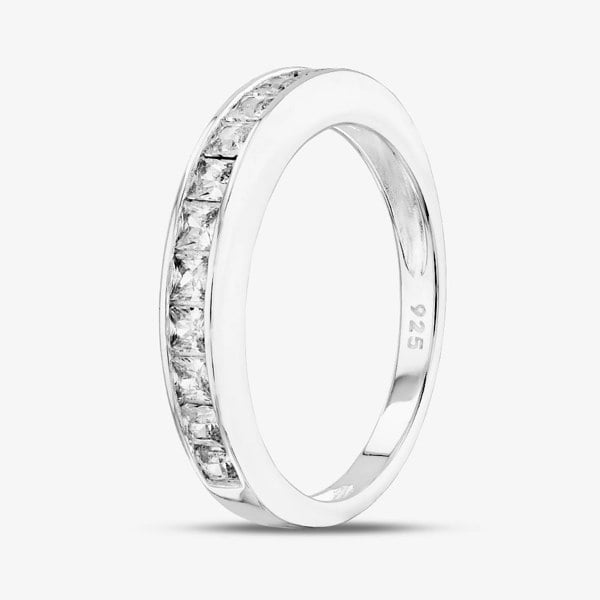 T. H. Baker Sterling Silver Cubic Zirconia Half Eternity Ring S2077