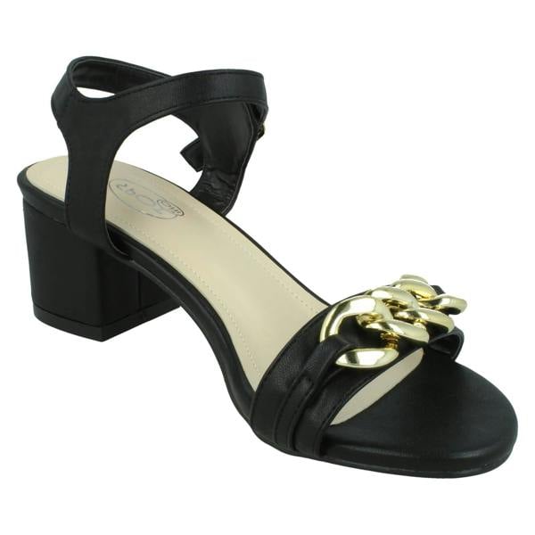 Spot On Ladies Spot On Mid Heel Mule Sandals F12022 - Wide Fit