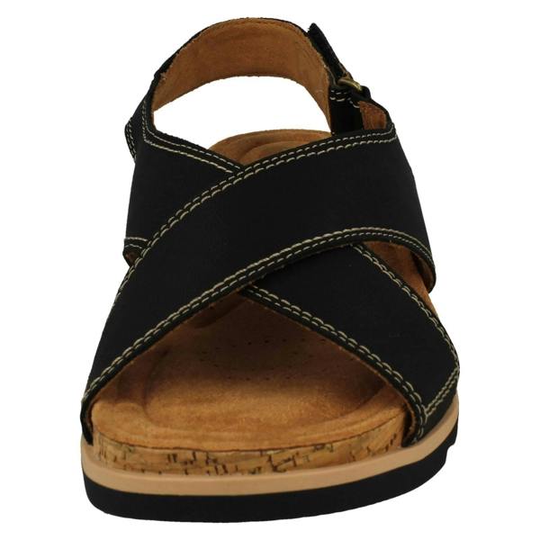 Clarks Ladies Clarks Cross Detailed Slingback Wedge Sandals Yacht Cross