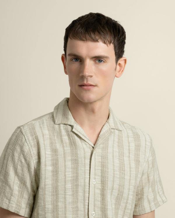 Larsson & Co Aric - Jacquard Stripe Short Sleeve Shirt
