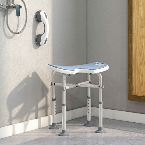 HOMCOM Aluminium Shower Stool for Elderly Disabled Non-Slip Bath Stool