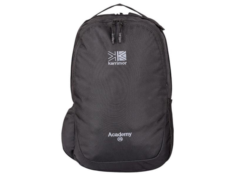 Karrimor Academy 25L Unisex Rucksack Travel Hiking Outdoor Backpack, black with zipped compartments and padded straps.