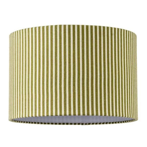 Olive Green Thin Striped Linen Fabric Lamp Shade with Inner Lining Image 1