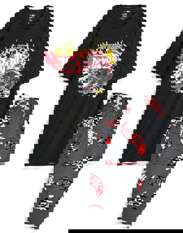 Hot Wheels Mens Black The Original Short Sleeve Long Leg Pyjama Set