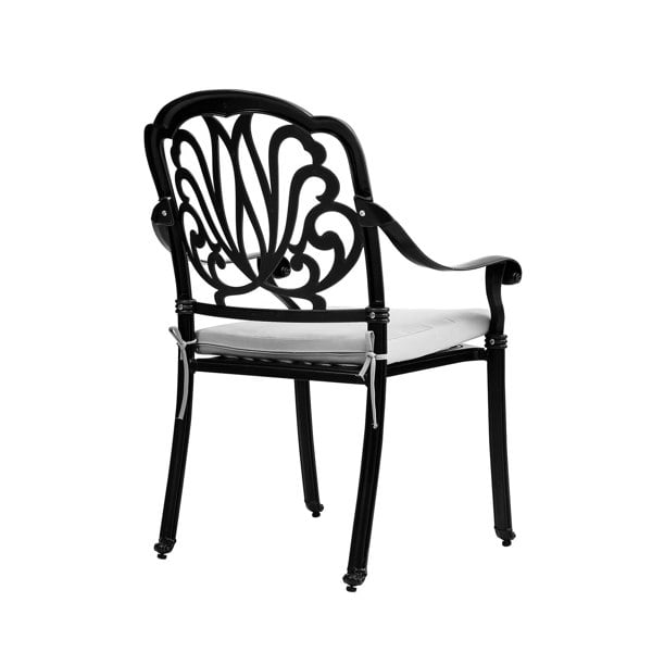 Set of 2 Outdoor Cast Aluminum Dining Chairs with Cushions Garden Seating Living and Home