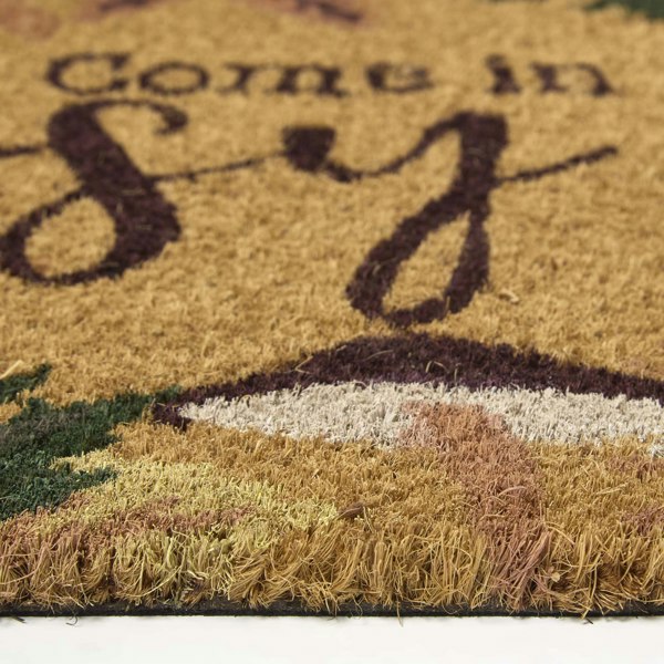 HOMESCAPES Cosy Autumn Non-Slip Coir Doormat, 60 x 40 cm