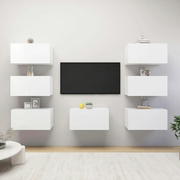 Berkfield TV Cabinets 7 pcs White 30.5x30x60 cm Engineered Wood