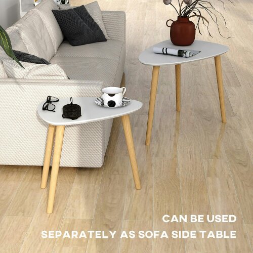 Wyld Haus Keline  Set Of 2 Wood Light Grey Nesting Side Tables With Solid Wood Legs
