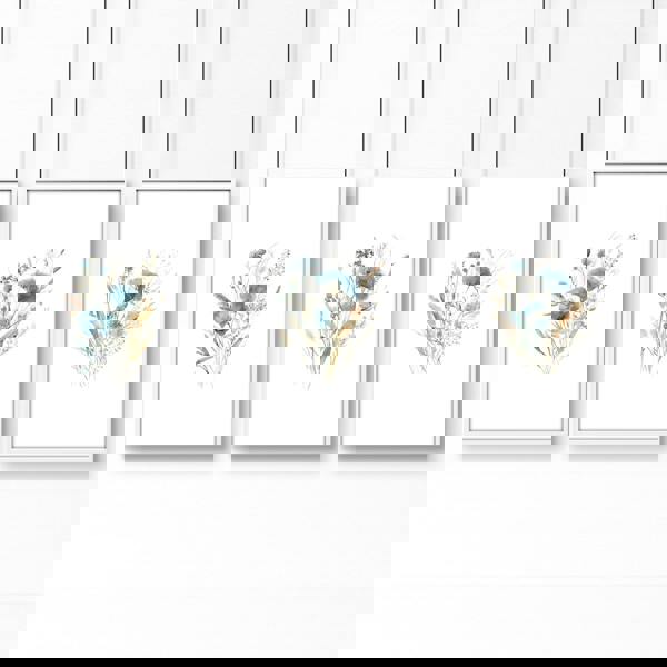 Bathroom Wall Art Blue | Set of 3 Botanical Wall art Prints