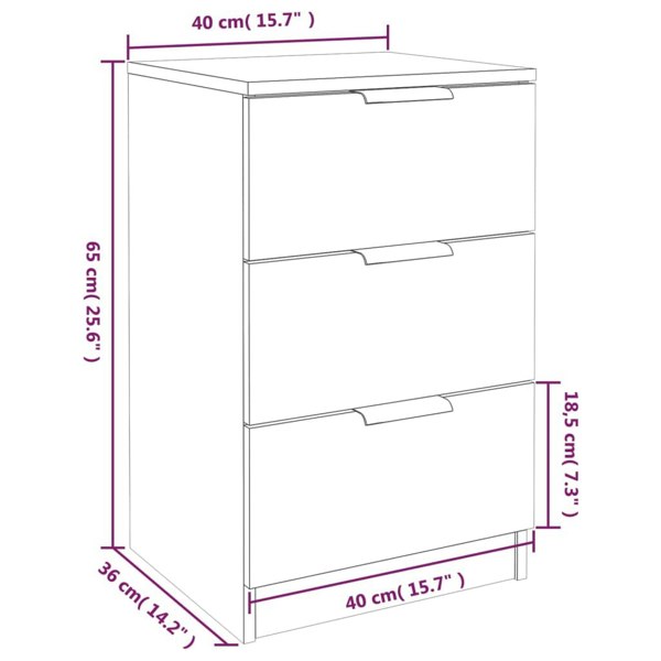 Berkfield Bedside Cabinet White 40x36x65 cm