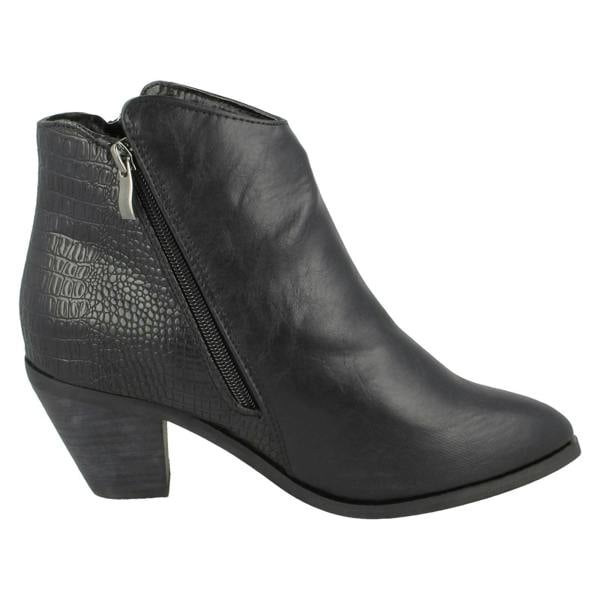 Spot On Ladies Spot On Cowboy Style Ankle Boots with Zip Detail