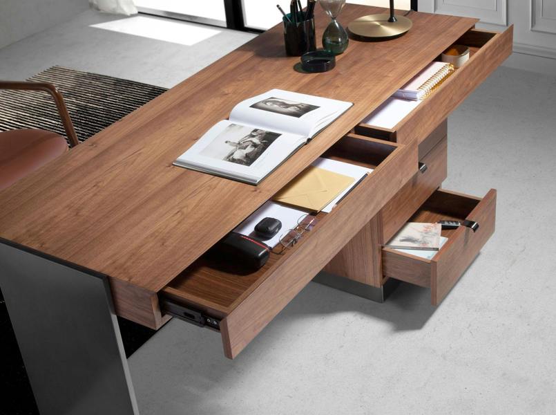 Angel Cerdá Desk walnut and darkened polished steel 3237