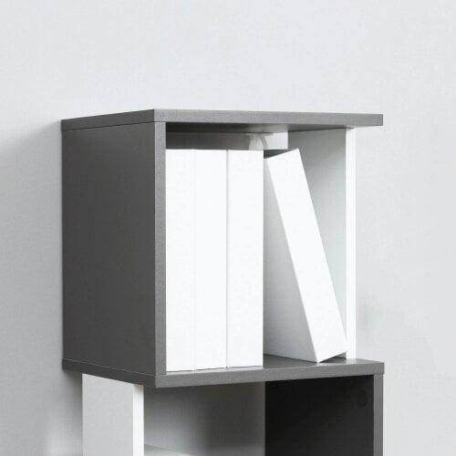 Wyld Haus Lale Wood White And Dark Grey 5 Tier Freestanding Bookcase