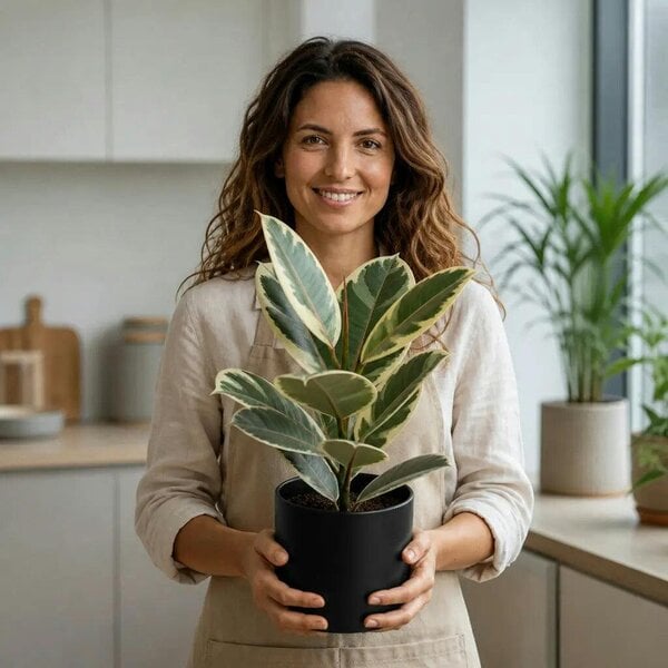 Ficus Tineke Rubber Plant – Elegant Variegated Green and Cream Indoor Houseplant