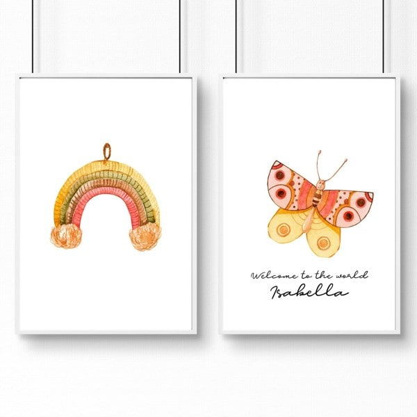 Nursery art wall decor | set of 2 framed wall art