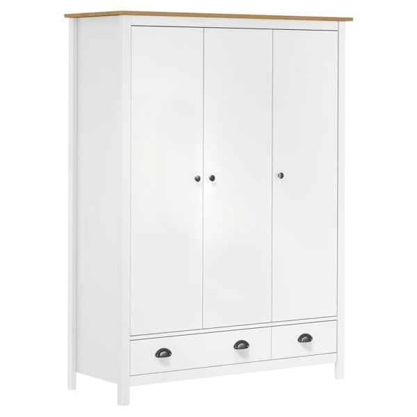 Berkfield 3-Door Wardrobe Hill White 127x50x170 cm Solid Pine Wood