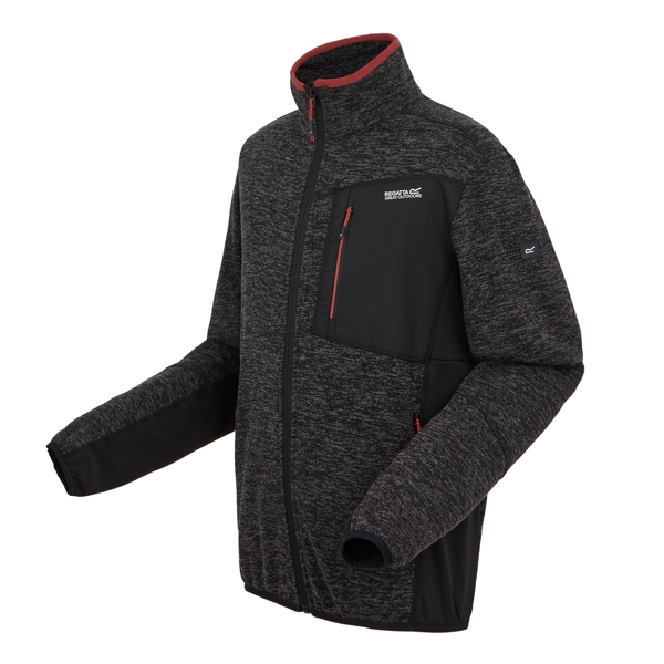 Regatta Mens Baslinn Marl Full Zip Fleece Jacket - Black Marl