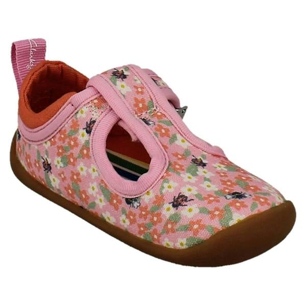 Clarks Girls Clarks Canvas T-Bar Roamer Bloom T